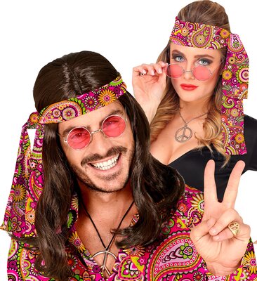 Hippie čelenka 60. rokov, farebná mandala