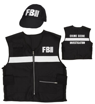 Pánsky kostým vyšetrovateľa FBI (vesta, čiapka)