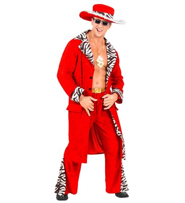 Pánsky kostým kráľa diskoték/pasáka, červený