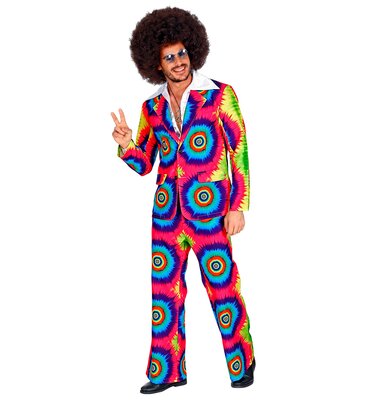 Pánsky kostým Groovy 70. rokov, batikovaný vzor