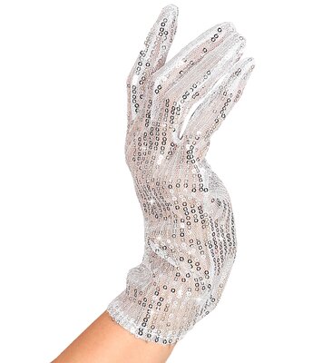 Strieborné rukavice s flitrami