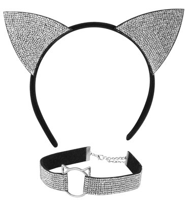 Mačací set s kamienkami (čelenka, náhrdelník)
