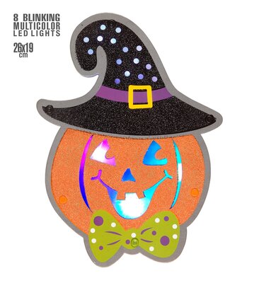 Nástenná dekorácia Halloweenska tekvica, blikajúca (26x19 cm)