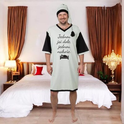 Akonáhle ste dole - Nočná košeľa sivá s čiapkou