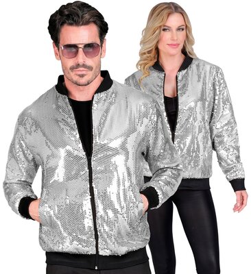 Strieborný trblietavý párty bomber