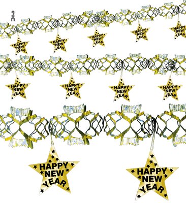 Zlatá holografická girlanda „Šťastný nový rok“ 3 m