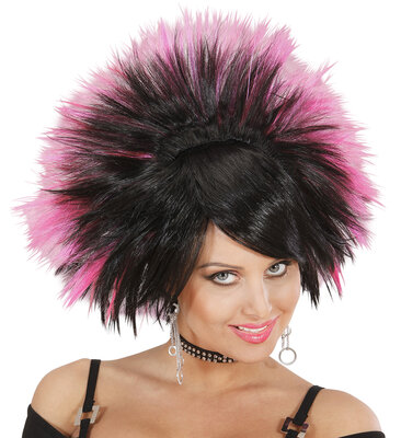 Dámska parochňa rockovej kráľovnej, čierno-ružová