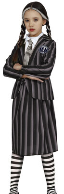 Wednesday Addams dievčenská školská uniforma s kravatou