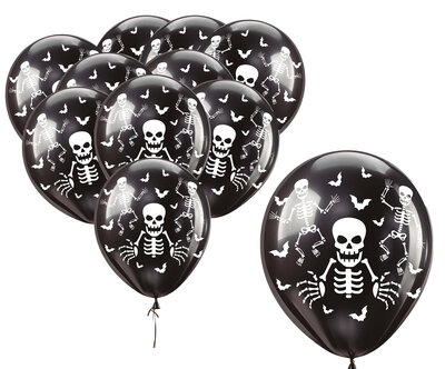 Halloweenske latexové balóniky kostlivci, 10 ks