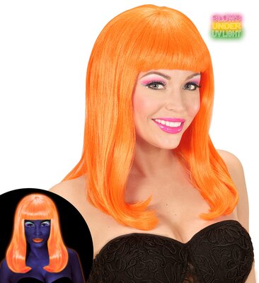 Neónovo oranžová dámska parochňa