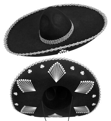 Čierne sombrero s dekoráciou
