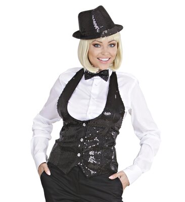 Dámska čierna vesta s flitrami