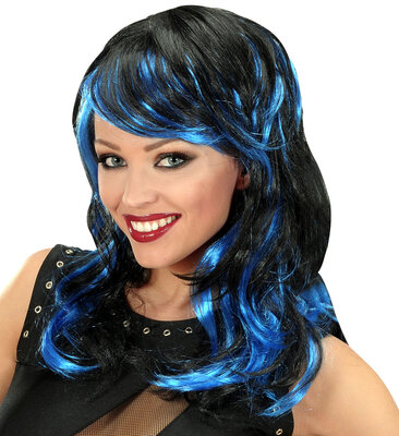 Dámska vlnitá parochňa, čierno-modrá