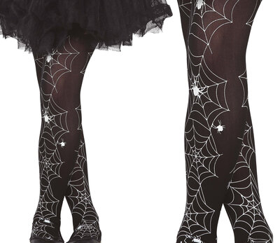 Dievčenské čierne pančuchy s pavučinami