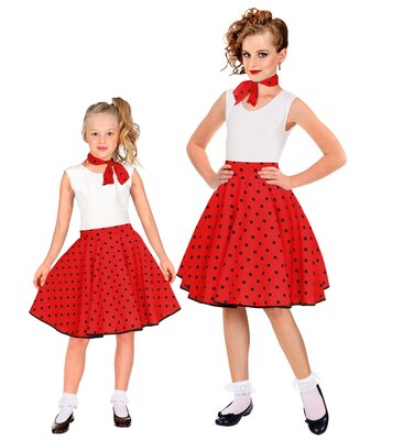 Dievčenská retro súprava z 50. rokov, červená