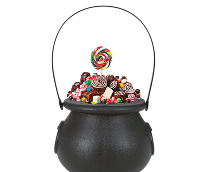 Halloweenska čarodejnica/kotlík na cukrovinky, 11 cm