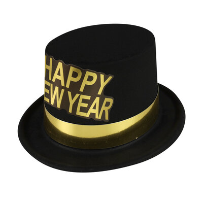 Čierny klobúk Šťastný nový rok