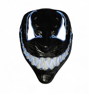 LED čierna maska na Halloween, biela