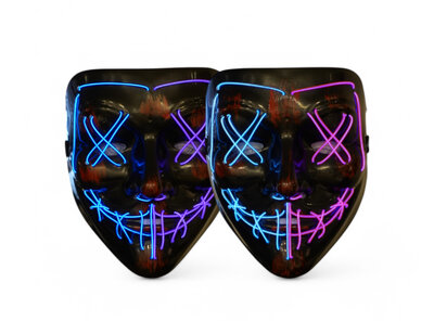 LED černá strašidelná maska na Halloween