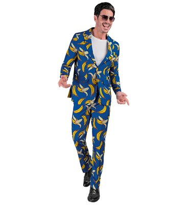 Pánsky spoločenský oblek s motívom banánov (sako, nohavice)