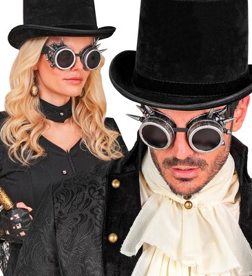 Steampunkové okuliare s hrotmi - starožitné striebro