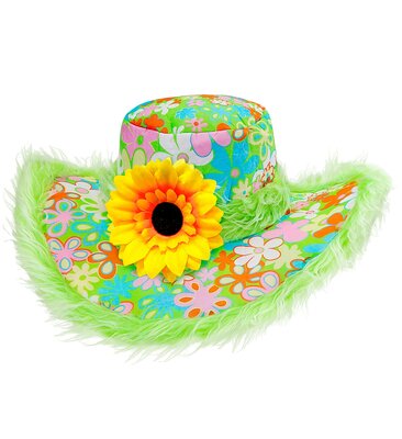 Dámsky zelený klobúk so slnečnicou