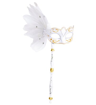 Biela škrabka na paličke s pierkami a striebornými a zlatými detailmi