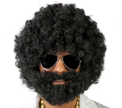 Čierna afro parochňa s bradou