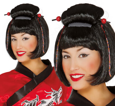 Dámska čierna parochňa Gejša