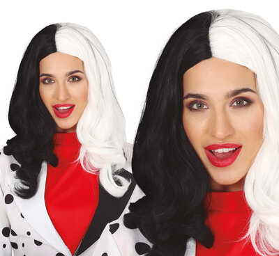 Dámska čiernobiela parochňa Cruella