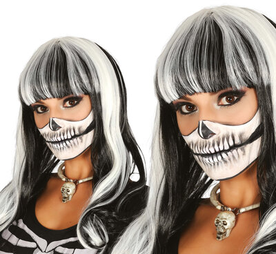 Dámska čiernobiela parochňa s kostrou