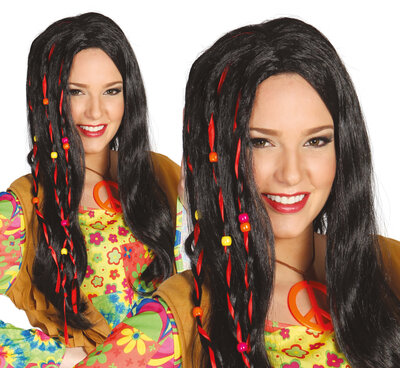 Dámska hippie parochňa s vrkočmi, 60. roky 20. storočia