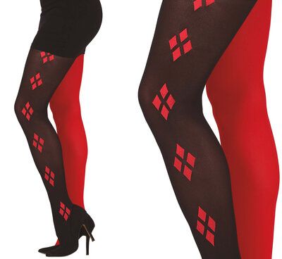 Dámske čierno-červené pančuchy Harley Quinn