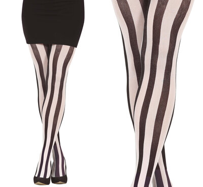 Dámske čiernobiele pruhované pančuchy