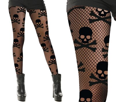 Dámske sieťované pančuchy s tekvicami a netopiermi