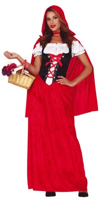 Dámsky kostým červená čiapka s kapucňou