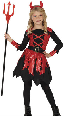 Dievčenský kostým čerta (šaty, rohy)