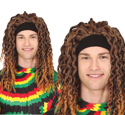 Pánska rasta parochňa s čelenkou, hnedá