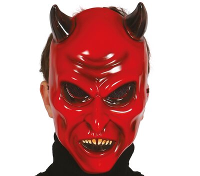 Plastová maska diabla, červená