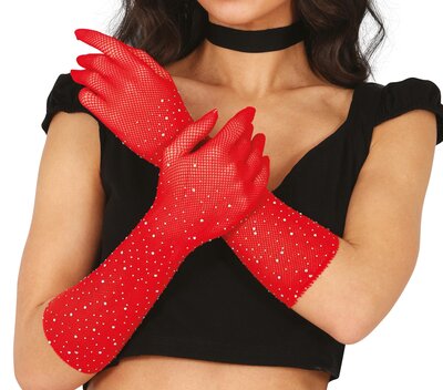 Sieťované rukavice s kamienkami, 30 cm