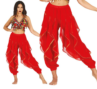 Dámske červené nohavice na brušné tance