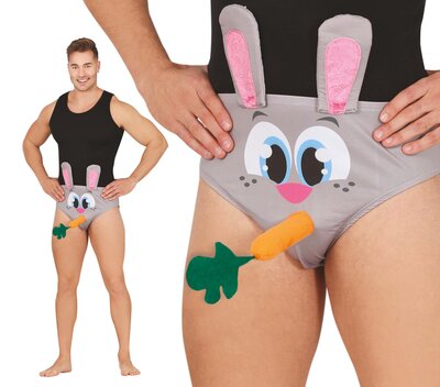 Pánske vtipné nohavičky, zajačik s mrkvou