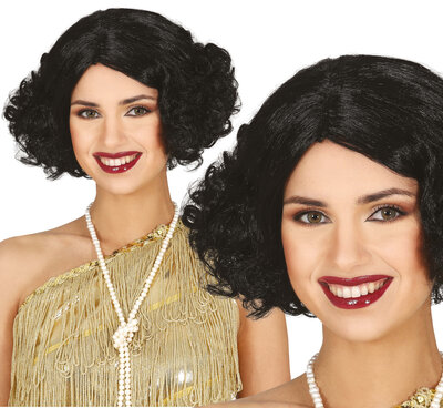 Dámska čierna parochňa Charleston, 20. roky 20. storočia