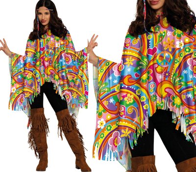 Dámske farebné hippie pončo