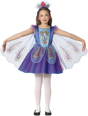 Dievčenský kostým páva s krídlami