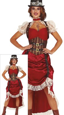 Dámsky červený steampunkový kostým