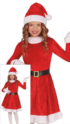 Dievčenský kostým pani Santa s klobúkom