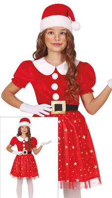 Dievčenský kostým pani Santa s hviezdami