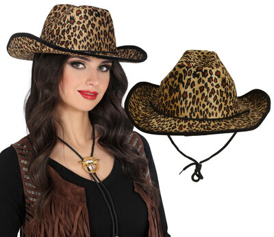 Kovbojský klobúk s leopardím vzorom