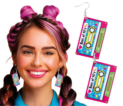 Retro náušnice v tvare kazety